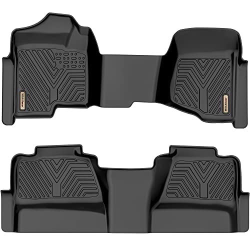 YITAMOTOR Floor Mats Fit for 2007-2013 Chevrolet Silverado/GMC Sierra 1500&2007-2014 Silverado/Sierra 2500 HD/3500 HD Crew Cab, TPE All Weather Floor Liners, 1st & 2nd Row Mats Set Accessories, Black - style: 07-13 1500 & 07-14 2500/3500 HD Crew Cab Bench