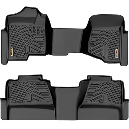 YITAMOTOR Floor Mats Fit for 2007-2013 Chevrolet Silverado/GMC Sierra 1500&2007-2014 Silverado/Sierra 2500 HD/3500 HD Crew Cab, TPE All Weather Floor Liners, 1st & 2nd Row Mats Set Accessories, Black - style: 07-13 1500 & 07-14 2500/3500 HD Crew Cab Bench