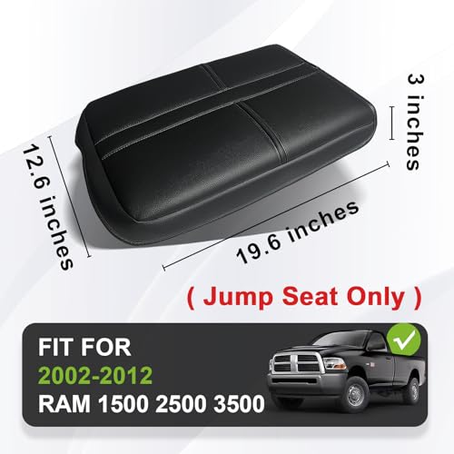 Center Console Armrest Cover Fit for Dodge Ram1500/2500/3500 2002-2012 Accessories, Comfort Armrest Pad Console Lid Cushion Vegan Leather Regular Thick(Jump Seat ONLY) - size: 3) 02-12 |Ram1500/2500/3500| Jump Seat, Regular