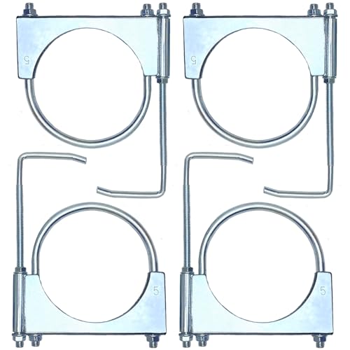 5" Heavy-Duty Exhaust Clamp with Hanger, Muffler Hanger Exhaust Hanger for Automotive (4 Pcs) - size: 5 Inch-4 PACK