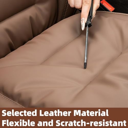 Car Seat Cushion, 2025 New Skin-Friendly Leather Seat Cushions, Breathable Dirt-Repellent Memory Foam Pad for Most Auto & Office Chairs (White)