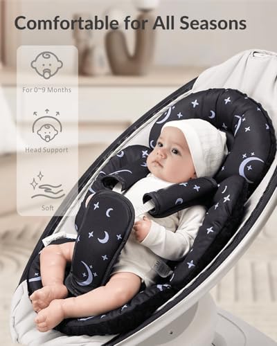Generic Infant Car Seat Insert Compatible with Mamaroo Swing & Graco Swing and Infant Car Seat, Newborn Insert Baby Head Body Support, Reversible Design, Breathable Soft Fabric, 1Pcs - Dot, Black - color: Dot, Black
