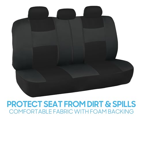 BDK PolyPro Car Seat Covers Full Set in Reverse Charcoal, Front and Rear Split Bench Seat Covers for Cars, Easy to Install Car Seats Cover Set and Accessories for Auto Trucks SUV - Reverse Charcoal