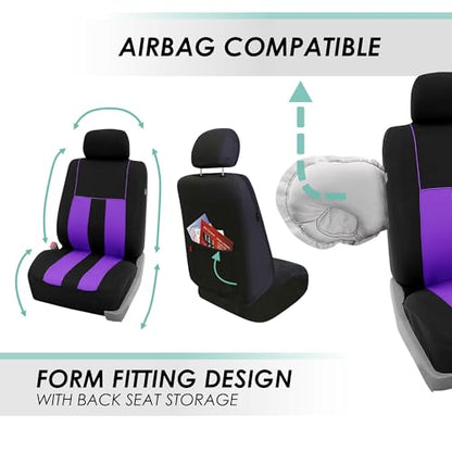 FH Group Striking Striped Car Seat Covers - Universal Fit, Washable Seat Covers for Cars, SUVs, Vans, Sedans, Purple, Front Set - color: Purple, size: Front Set