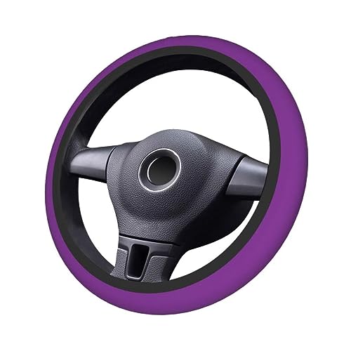 Elastic Stretch Steering Wheel Cover,Warm in Winter and Cool in Summer, Car Universal 15 inch, Microfiber Breathable Ice Silk, Anti-Slip, Odorless, Easy Carry,Purple - color: Purple