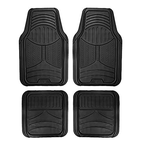 FH Group Automotive Floor Mats - Heavy-Duty Monster Eye Rubber Floor Mats for Cars, Universal Fit Full Set, ClimaProof Floor Mats, Trimmable Floor Mats For Most Sedan, SUV, Truck Floor Mats Black - color: Solid Black, size: Universal, style: Floor Mat Set