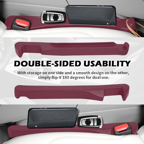 2PCS Car Seat Gap Filler Organizer,3 in 1 Car Seat Side Gap Filler with Hook for Avoiding Dropped Items,Universal No Drop Seats Guard for Filling Gaps 1.37-1.49 Inch Wide (Red) - color: PermiumRed