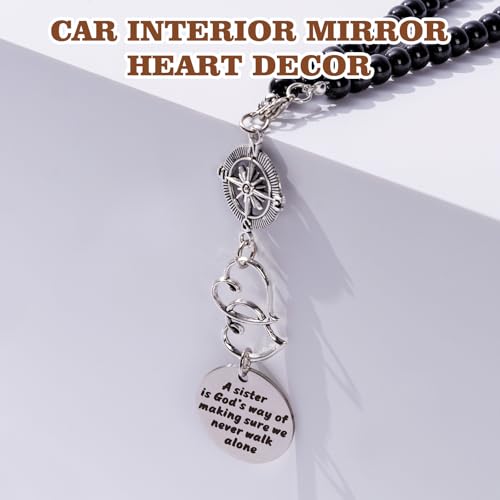 Rislobx Sister Gift, Car Charm Decor Hanging, A Sister is God’s Way of Making Sure We Never Walk Alone - color: Heart