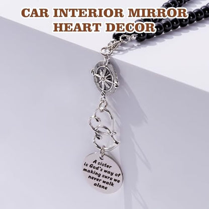 Rislobx Sister Gift, Car Charm Decor Hanging, A Sister is God’s Way of Making Sure We Never Walk Alone - color: Heart