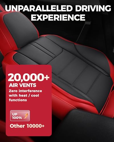 FREESOO Universal Full Seat Covers, Waterproof Faux Leather Automotive Seat Covers with Carbon Fiber Texture Seat Belt Pads, Anti-Slip Airbag Compatible Car Seat Covers for Cars SUVs Trucks - color: Red Black, size: Full Set - 5 Seats
