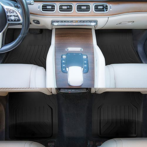 FH Group Faux Leather Deep Dish Car Floor Mats – Trim-to-Fit, Universal Fit Full Set Automotive Floor Mats for Cars, SUVs & Trucks, Durable All-Weather Interior Protection, Black - color: BLACK