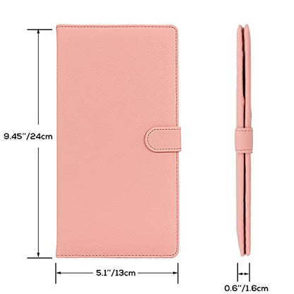 Car Registration and Insurance Holder, Leather Magnetic Shut Vehicle Glove Box Organizer for Document, Card, Driver License, Pink - color: Pink