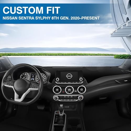 KUST Black Dash Cover for Nissan Sentra (S, SV, SR) 2020-2024 2025 2026 Non-Slip Dashboard Cover Polyester Interior for Nissan Sentra Accessories Sunshade No Glare - size: For Sentra 20-26