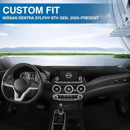 KUST Black Dash Cover for Nissan Sentra (S, SV, SR) 2020-2024 2025 2026 Non-Slip Dashboard Cover Polyester Interior for Nissan Sentra Accessories Sunshade No Glare - size: For Sentra 20-26