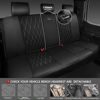 CAR PASS Thick Foam 3D Mesh Leather Car Seat Covers Full Set, Luxury Breathable Premuim Faux Leather Automotive Seat Covers, Airbag Compatible Universal Fit for Most Sedan Van Truck SUV, Pure Black