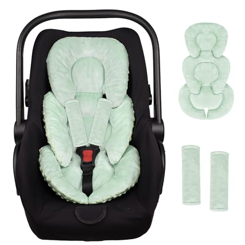 GFU Infant Car Seat Insert Head and Body Support, Reversible Newborn Insert for Carseat with Strap Pads, Soft Stroller Cushion Pillow Insert for Boys and Girls, Fits for Stroller, Swing, Green - color: Green