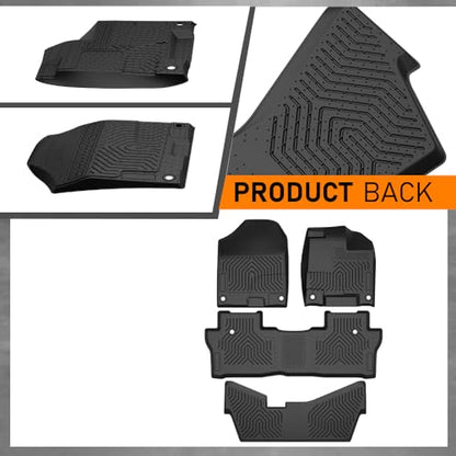G-PLUS Floor Mats 4PCS Compatible with 2016-2022 Honda Pilot 8 Passenger Models(No Elite Models) TPE Custom Fit All Weather Protection Floor Cargo Liner Accessories 1st & 2nd & 3rd Black Car Mats - size: 2016-2022|Fit Honda Pilot|3PCS