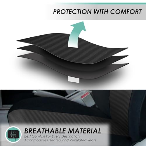 FH Group Trendy Elegance 3D Air Mesh Car Seat Covers - Universal Fit, Washable Seat Cover for SUV, Sedan, Van, Black, Full Set