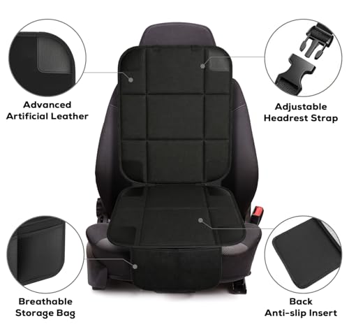 Car Seat Protector for Child Baby Car Seat,600D Waterproof Car Seat Cover with Thick Padding, Non-Slip Backing and Mesh Storage Pockets - size: 1 Pack