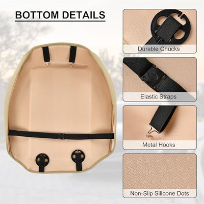 BWTJF 2 Pack Front Car Seat Bottom Covers, Universal Auto Seat Cushions, Nappa Leather Full Wrapping Edge Compatible with Most of Vehicles - SUVs/Sedans/Pickup Trucks, Beige - color: Beige, size: StyleA-Stripes