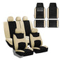 FH Group Light & Breezy Cloth Seat Full Car Seat Covers (Airbag & Split Ready) with Carpet Floor Mats- Universal Car, Truck, SUV, or Van (Beige/Black) FB030115 - color: Beige