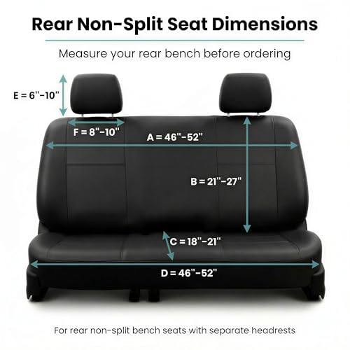FH Group Classic PU Leather Split Bench Car Seat Cover – Universal Fit for Cars Trucks & SUVs (Black)