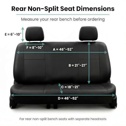 FH Group Classic PU Leather Split Bench Car Seat Cover – Universal Fit for Cars Trucks & SUVs (Black) - color: Black, size: Rear Set