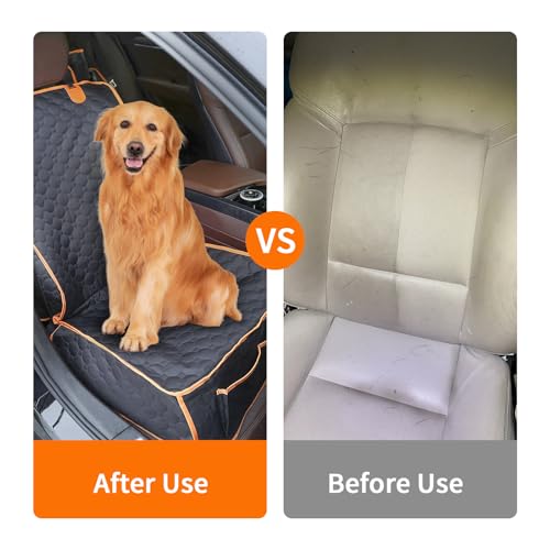1 Pack Front Seat Car Cover, Waterproof Dog Car Seat Cover, Non-Slip & Scratch-Proof, Pet Car Seat Protector with Side Flaps and Storage Pocket, Car Seat Cover for Most Cars, Trucks and SUVs