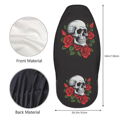 Dujiea Skull with Roses Car Front Seat Covers 2 Pcs Universal Auto Seat Covers Front Seats Only, Vehicle Bucket Seat Protectors Fit for Most Car SUV Sedan and Truck - color: Skull With Roses