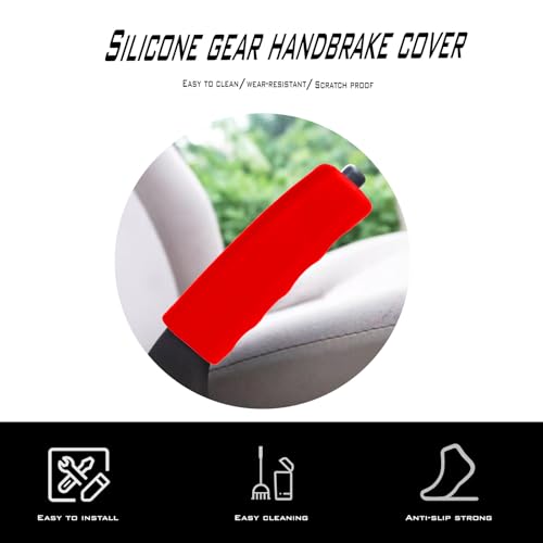 1 Pcs Car Handbrake Cover, Car Silicone Handle Sleeve, Brake Grip Sleeve Protector, Car Handbrake Protector, Suitable For Most Vehicle - color: Red