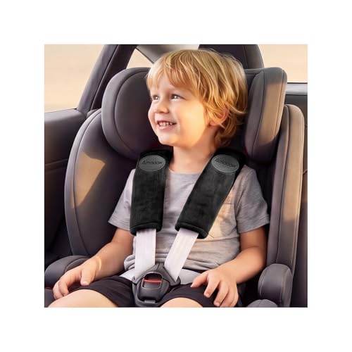Seat Belt Cover for Kids,Soft and Anti-Allergy,No-Neck Rubbing,Premium Suede Seat Belt Cushion for Children,Universal Car Accessories for 5-Point Harnes,1PCS 10in Black - color: Black, size: 10.0in - 1PCS