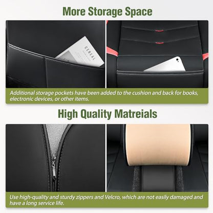 Nilight Car Seat Covers Custom Fit 2007-2024 Chevy Silverado GMC Sierra 1500 2500HD 3500HD Double Extended Crew Cab Waterproof Faux Leather Cushion Full Set for Pickup Truck - color: Full Sets 5 Seat, style: Chevy Silverado/GMC Sierra 2007-2024
