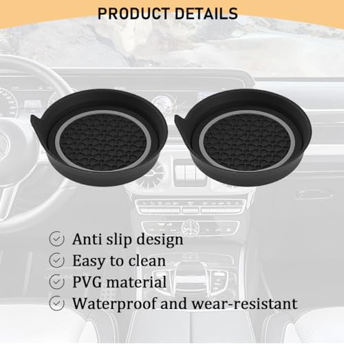 2PCS Car Cup Holder Coaster, Silicone Non-Slip Vehicle Cup Recessed Mats, Waterproof ＆ Sift-Proof Automotive Interior Insulation Drink Insert Pads, Universal Fit (Gray/Black) - color: Gray/Black