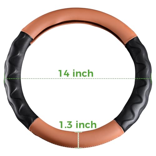 10L0L Golf Cart Steering Wheel Cover for Yamaha, Club Car DS & Precedent 1981-up, 14 Inch Black Brown - color: Black Brown