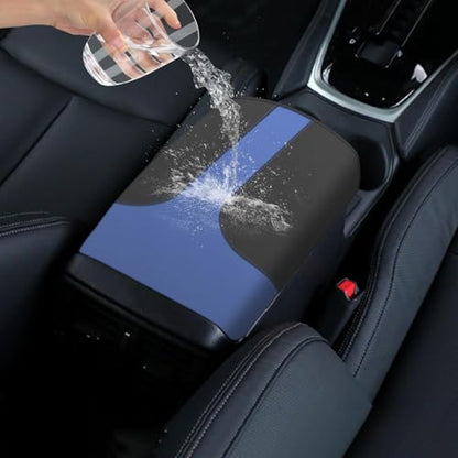 AOMSAZTO Console Covers for 2014-2020 Nissan Rogue Armrest Covers for Nissan Rogue Black with Blue Leather - color: Rogue Black with Blue