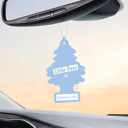 LITTLE TREES Car Air Freshener | Hanging Tree Provides Long Lasting Scent for Auto and Home | 24 Air Fresheners |Summer Linen - color: Summer Linen, size: 6 Count (Pack of 4)