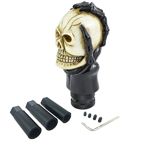 Skull Shifter Knobs Car Racing Gear Lever Stick Skeleton Shift Handle Fit Most Manual Automatic Vehicles Trucks, Beige - color: Beige