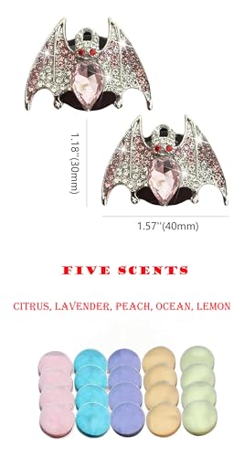New Bat Aromatherapy Car Decoration Clip Car Air Vent Decorative Fragrance Bat Rearview Mirror Pendant Ambience Decoration Pendant (Double Silver Bat) - size: Double Silver Bat