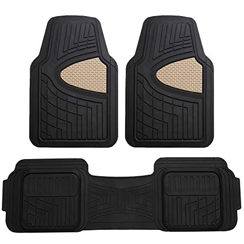 FH Group Car Floor Mats - Heavy-Duty Rubber Floor Mats for Cars, Universal Fit Full Set, Trimmable Automotive Floor Mats, Climaproof Floor Mats for Most Sedan, SUV, Truck Floor Mats Beige - color: Beige