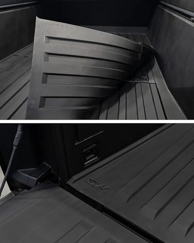 3W Truck Bed Mat for Tesla Cybertruck 2023 2024 2025, All Weather Protection Waterproof Car Bed Liner, Custom Fit TPE Pickup Rear Trunk Cargo Mat Tesla Accessories Mats, Black - size: 7. Tesla Cybertruck|23-25|Truck Bed Mat