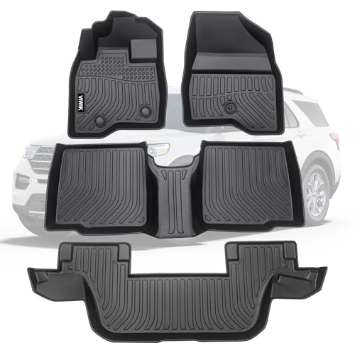 VIWIK Ford Explorer Floor Mats for 2015-2019 Custom Fit, All Weather Protection, TPE, 3D Scanning Design, Non-Slip, Easy to Clean, Install & Remove, Waterproof, Odorless, Wear-Resistant - size: Fit for 2015-2019 Ford Explorer 7 Seat