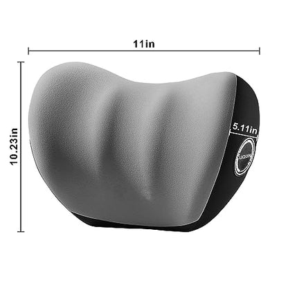 LIQUN Memory Foam Car Neck Pillow, Neck Support Pillow, Neck Support Pad Pain Relief, Adjustable Belt and Breathable Detachable, Suitable for Most Car Pillows Grey