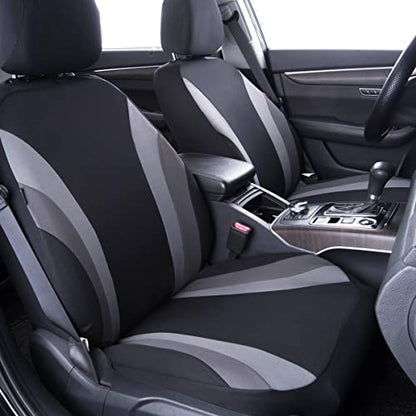 CAR PASS Line Rider Sporty Cloth 11PCS Universal Fit Car Seat Cover -100% Breathable with 5mm Composite Sponge Inside,Airbag Compatible,3zipper Bench(Full Set, Black and Gray) - color: Black and Gray, size: Full Set