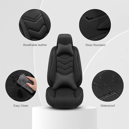 Car Seat Cover for KIA Soul 2010-2025, Seat Covers Full Set,Non-Slip Waterproof seat Cover,Wear-Resistant Nappa Leather car seat Covers. (Luxury 5 Seats/Pure Black) - color: Pure Black, size: Luxury 5 Seats