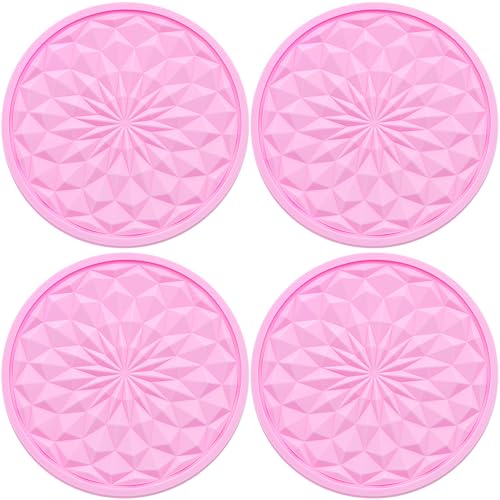 4 Pack Silicone Car Cup Holder Coaster – 2.75 Inch Non-Slip Drink Mat, Universal Fit for Most Vehicles – Cute & Functional Auto Accessories (Pink) - color: Pink, size: 4 pcs