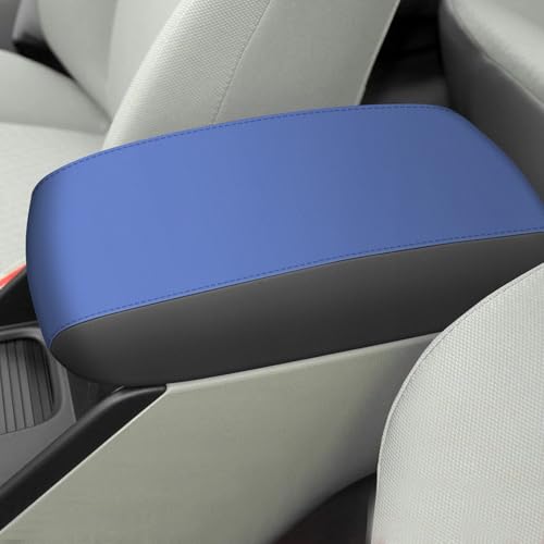 AOMSAZTO Console Covers for 2012-2015 Honda Civic Armrest Covers for Honda Civic Black with Blue Leather - color: blue