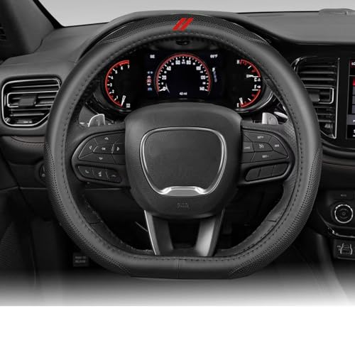 Interior Custom Accessories for Dodge Hornet 2023 2024 2025 2026 Durango 2021 2022 2023 2024 2025 2026 Steering Wheel Covers Leather Sporty Racing Faux Comfortable Handle(Black Stitching) - color: Black stitching, size: Hornet 2023-2026/Durango 2021-2026