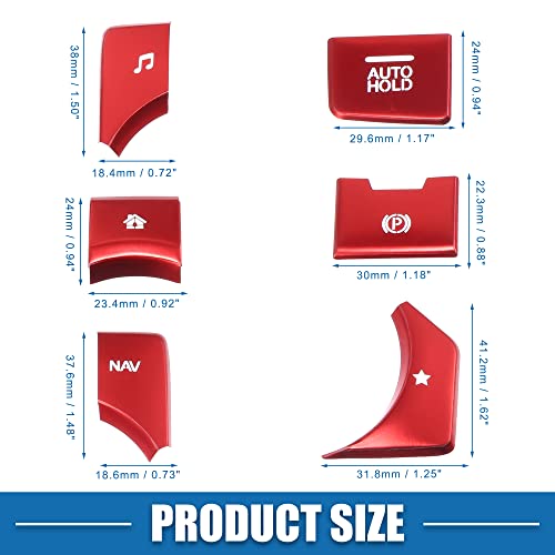 Car Center Console Gear Panel Multi-Media Handbrake Switch Cover Trim for Mazda CX-5 2017-2020 Red (Set of 7) - color: Red