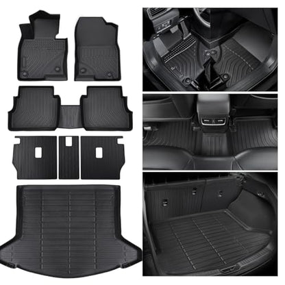 7 PCS for Mazda CX5 Floor Mats 2025 2024 2023 2022 with Cargo Liners Backrest Mat, Full Set Back Seat Cover Protector All Weather Trunk Front Rear Automotive Car Rubber Carpet Mat CX-5 Accessories