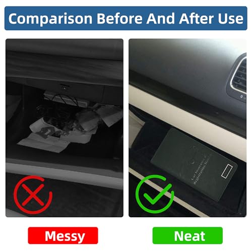 Premium Car Registration & Insurance Card Holder with Magnetic Closure & Clear Pockets, Glove Box Organizer for Documents, Driver's License (Green) - color: Dark Green